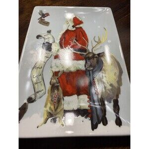 GreenBox Art + Culture Ceramic 5"X7" Christmas Santa With List Cathy Walters